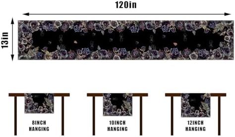 Rvsticty Halloween Table Runner Creative Skull Roses Tablecloth for Home Kitchen
