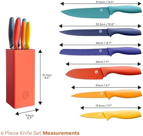MasterChef Knife Block Set of 6 Professional Kitchen Knives