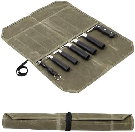 Compact Canvas Knife Holder with 7 Sections for Cooking Enthusiasts