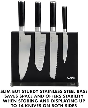 Babish 5 Piece German Steel Magnetic Forged Kitchen Knife Block Set