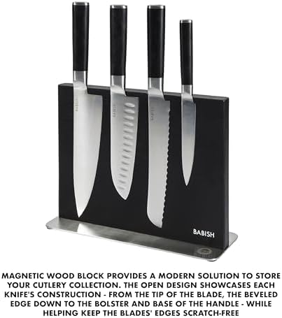 Babish 5 Piece German Steel Magnetic Forged Kitchen Knife Block Set