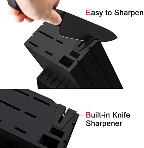 OOU 15 Piece Kitchen Knife Block Set with Sharpening