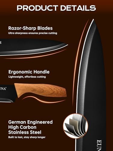 EUNA Premium Knives Set for a Sharp Rust-Resistant Edge