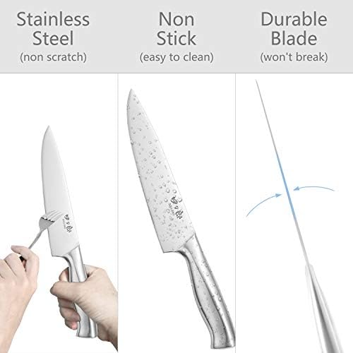 SIXILANG 8-Piece Knife Set with Oak Block and Sharpener
