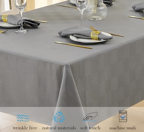 Elegant Checkered Tablecloth for Kitchen and Outdoor 60x84