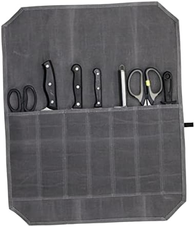 Mikinona Elegant Grey Chef Knife Storage Roll Bag for Travel