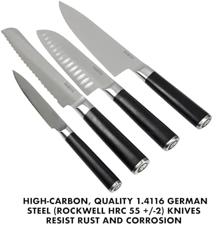 Babish 5 Piece German Steel Magnetic Forged Kitchen Knife Block Set