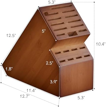 Kitsanery Bamboo Knife Block 19 Slot Organizer Knife Not Included