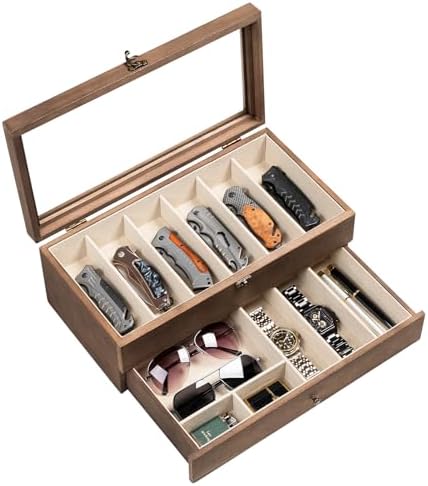 Beautiful Wooden Knife Display Case with 9 Knives