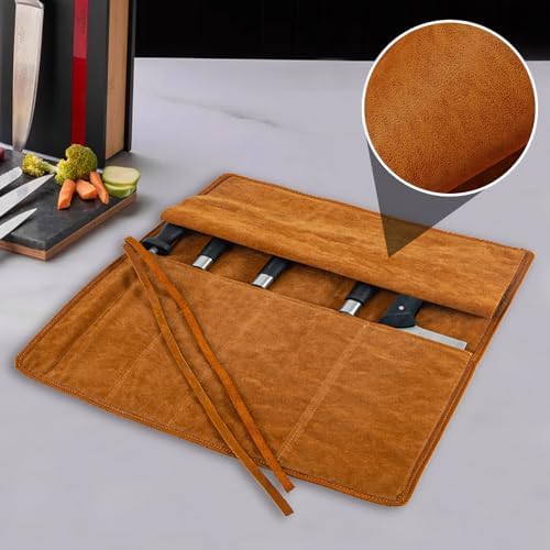 Genuine Leather Knife Roll for Chefs High-Quality Storage
