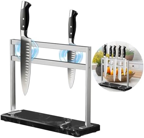 HomeSimplex Magnetic Knife Block - Black Marble Base