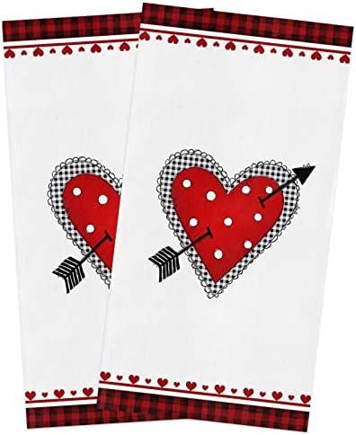 Homie Kitchen Towels Heart Design Red Microfiber 18x28 2-Pack