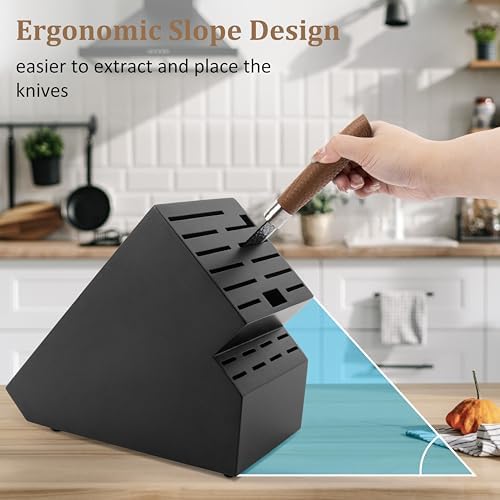 20 Slot Acacia Wood Kitchen Knife Block Organizer