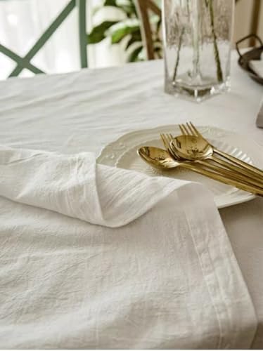 Off-White 55x78 Cotton TableclothversatileelegantfestivalpicnicceremonyDIY projectCottonMachine WashableElegant Setting