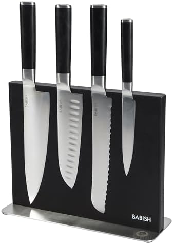 Babish 5 Piece German Steel Magnetic Forged Kitchen Knife Block Set
