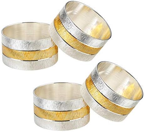 Accmor 4-Piece Metal Napkin Rings Gold Buckles for Tables