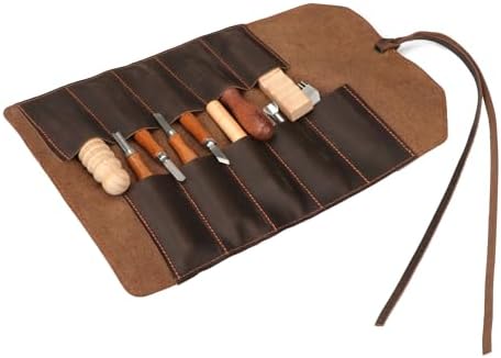 Tourbon Full Leather Knife Roll Case - 10 Slots for Tools