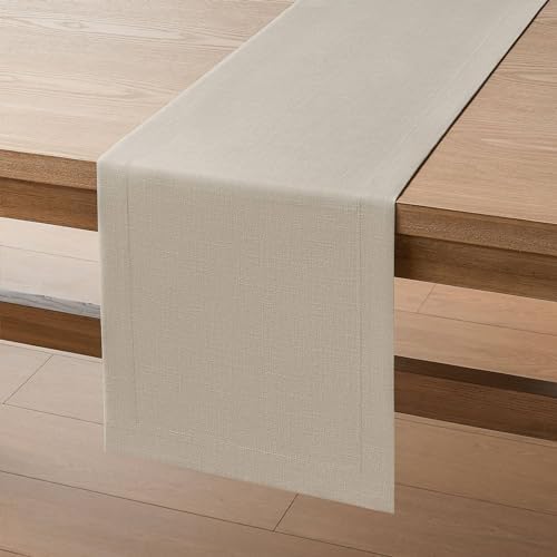 ZeeMart 14x36 Linen Border Table Runner with Tyne Farmhouse Style