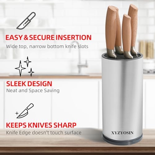 Stainless Steel Kitchen Knife Block Durable Space-Saving Design