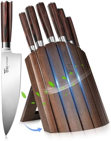 SyokAMI 7-Piece Japanese-Style Knife Set with Magnetic Acacia Block