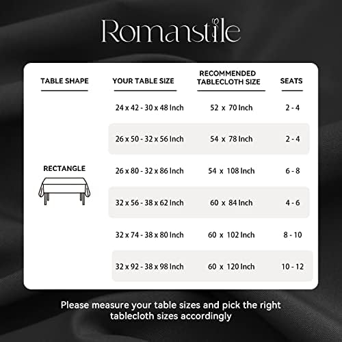 Romanstile Rectangle Tablecloth - Waterproof Wrinkle Resistant Washable 60x102 inch Black