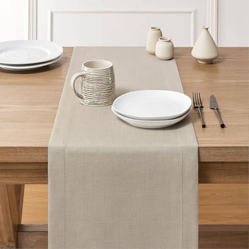 ZeeMart 14x36 Linen Border Table Runner with Tyne Farmhouse Style