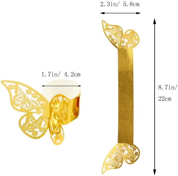 Lavandi Elegant 3D Butterfly Napkin Ring Set