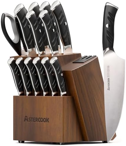 Premium German Steel Knife Set with Dual Sharpener Aesthetic Handle Design