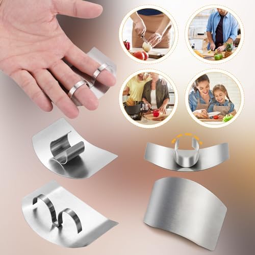 8pcs Stainless Steel Finger Guards with Open-Ring Design