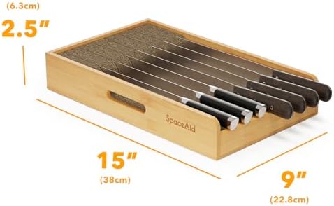 SpaceAid Bamboo Knife Organizer for Drawers