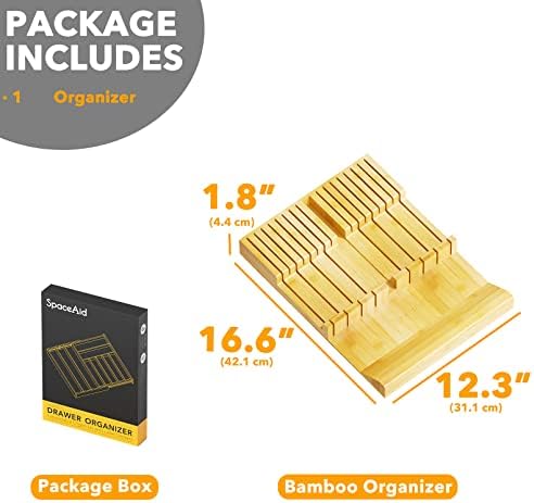 SpaceAid Bamboo Knife Block Kitchen Organizer for Drawers