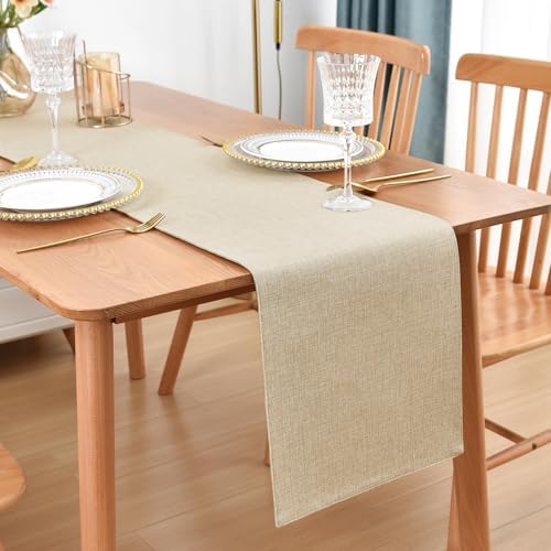 Nacuci Farmhouse Rustic Beige Table Runner 72 Inches Long