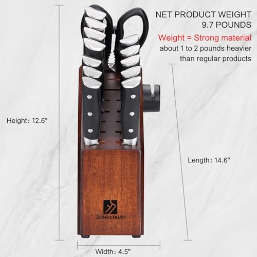 Zongchuan 15 Pcs Sharp Knife Set with Block and Sharpener