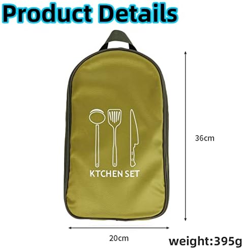 Jaugufiy Chef Knife Bag Portable Waterproof Cutlery Organizer Green