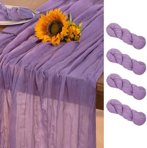 Elegant Purple Cheesecloth Table Runners