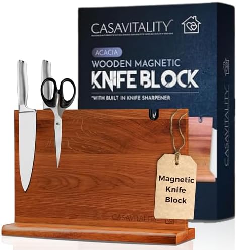 CasaVitality Acacia Magnetic Knife Block