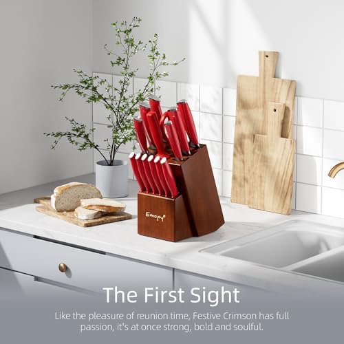 Emojoy 15-Piece Knife Set Red