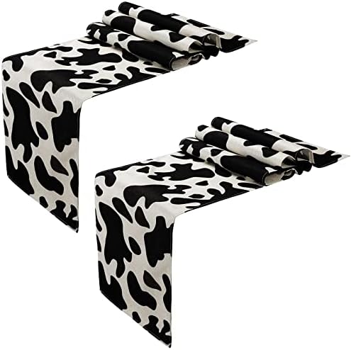 Luxurious Farmhouse Tablecloth 2-Piece Cow Print for Kitchens Parties