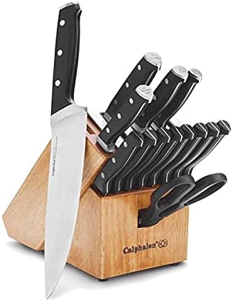 Calphalon Kitchen Knife Set with Self-Sharpening Block Durable Sharp and Premium