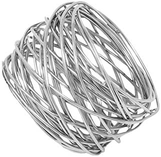 SKAVIJ 2 Inch Silver Napkin Rings Set of 12