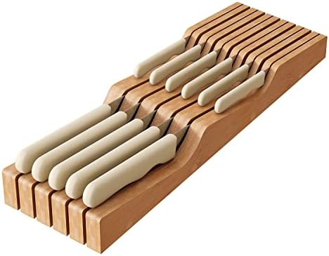 GHWIE Bamboo Knife Block Organizer for Drawer