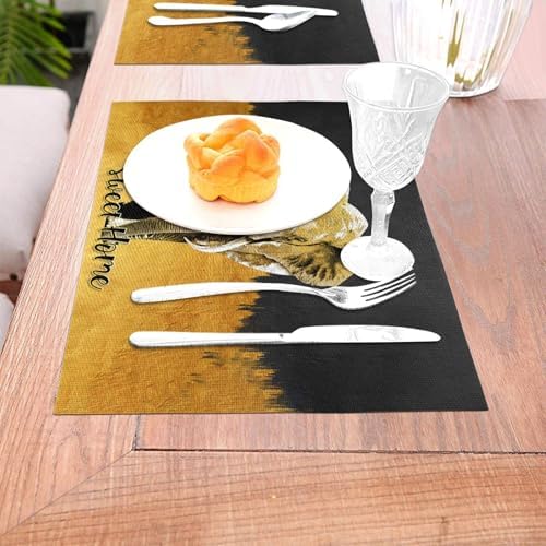 Elephant Placemats Set of 4 Black Gold Table Mats