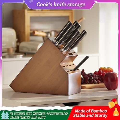 Kitsanery Bamboo Knife Block 19 Slot Organizer Knife Not Included