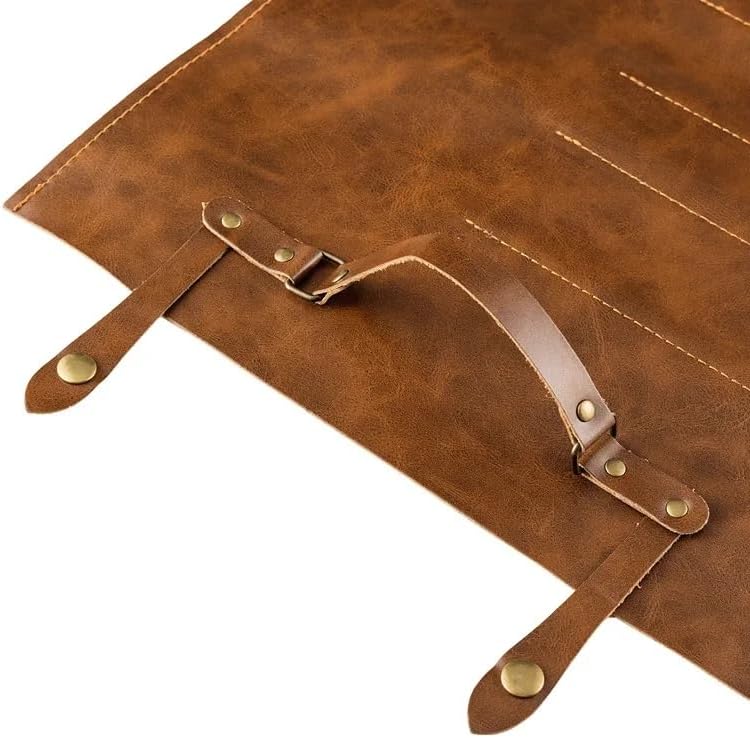 Professional Chefs Knife Roll Bag Leather Carry Case Study Outdoors Kitchen BBQ