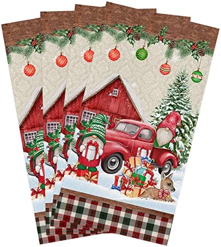 ZOE GARDEN Farmhouse Snowman Kitchen Towels 4-Piece Set