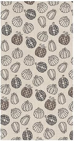 Thanksgiving Bohemia Kitchen Towels Black Dot Plaid Pumpkins 18x28 Dish Towels Dish Cloths