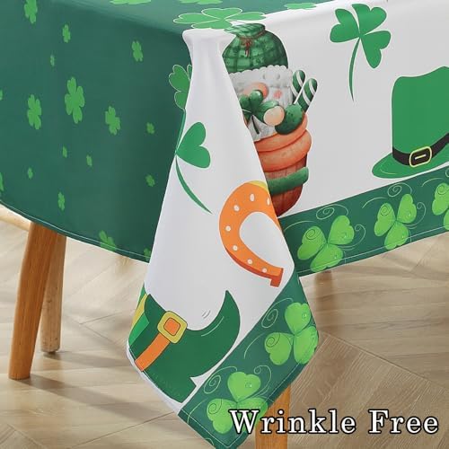 St Patricks Shamrock Tablecloth Rectangle 60x120 Inch Durable Washable
