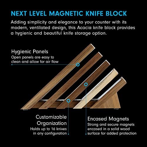 Messermeister Magnetic Knife Block Acacia - Modern Design