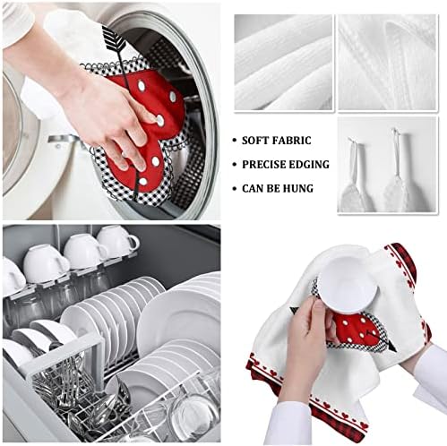Homie Kitchen Towels Heart Design Red Microfiber 18x28 2-Pack