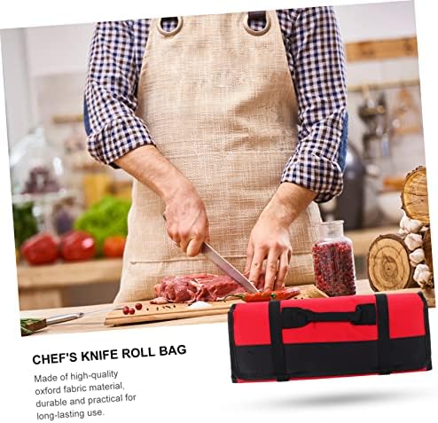 1pc Roll 22 Knife Bag Chef Tool Organizer Red Oxford Cloth